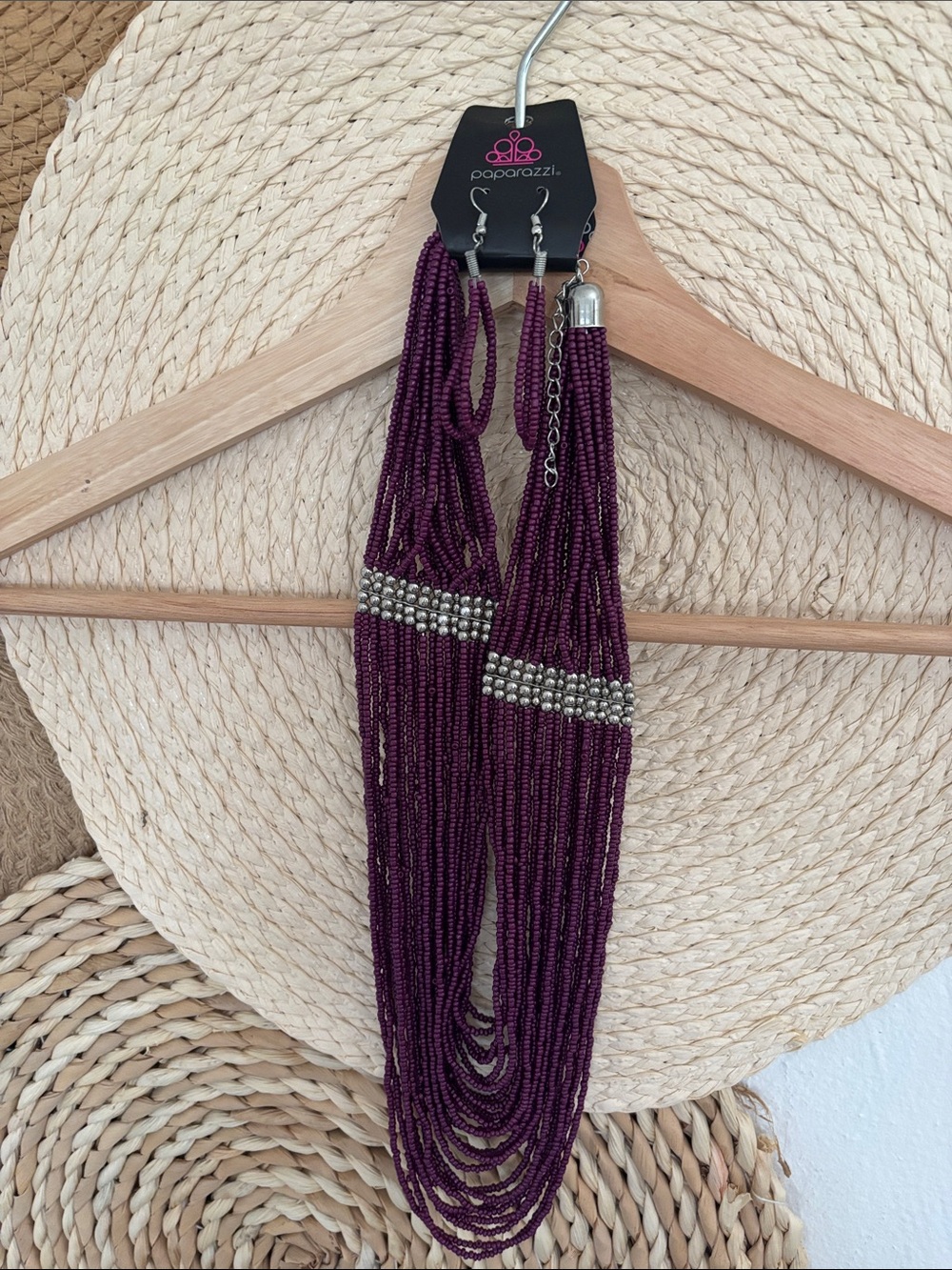 paparazzi Deep Purple Multi-Strand Beaded Necklace with Silver Accents